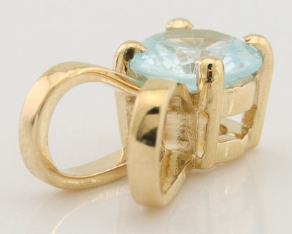 March Birthstone Pendant Set in 14k Solid Yellow Gold
