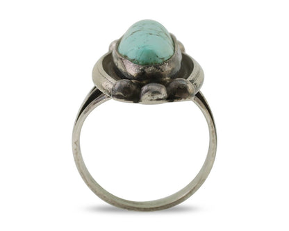 Navajo Turquoise Ring 925 Silver Native Artist Signed Sunrise Size 6.0 C.80's