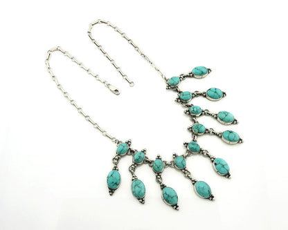 Navajo Necklace Earring Set Blue Turquoise Vintage Handmade C.80's