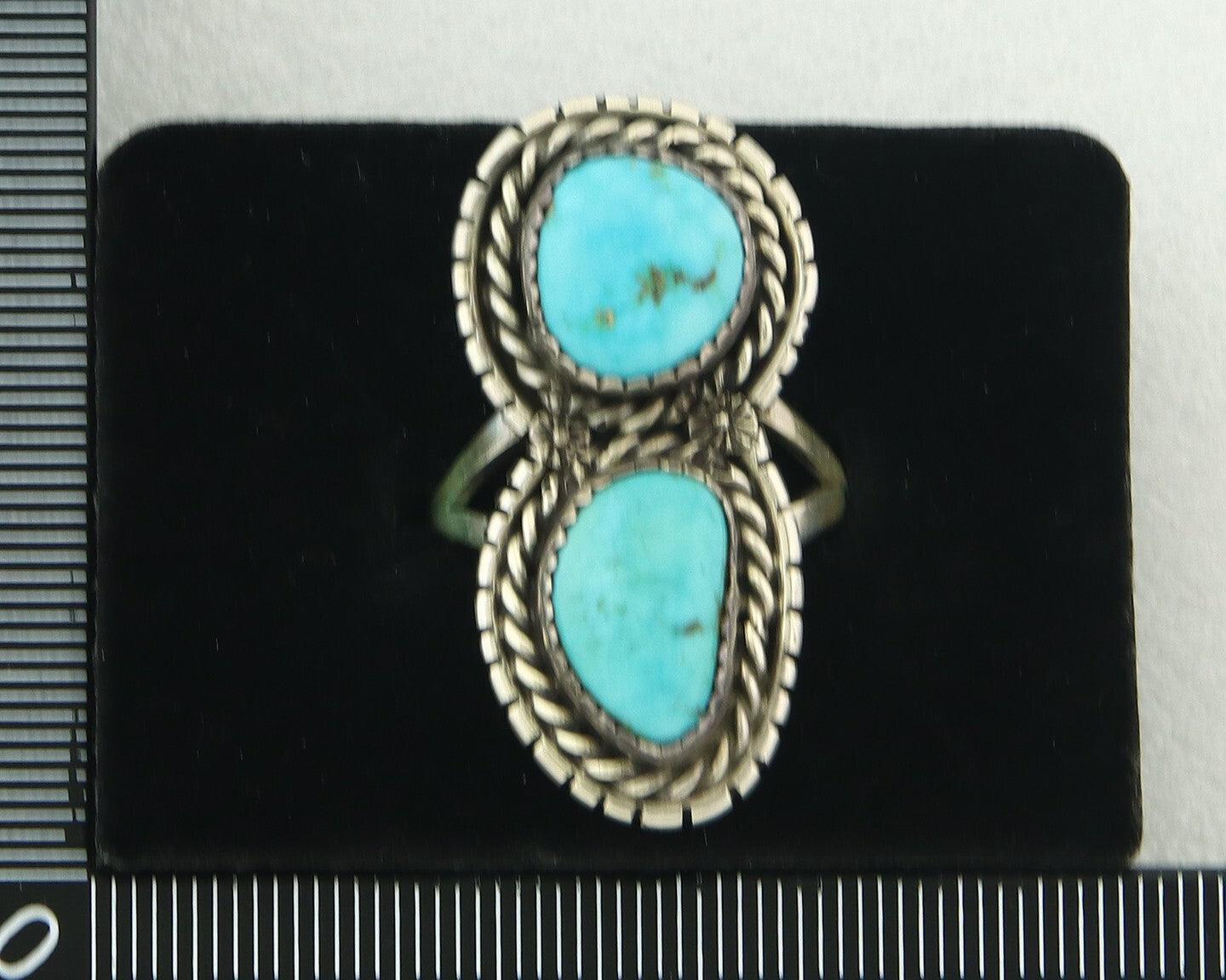 Vintage Navajo Ring Sterling Silver Authentic Turquoise Tom Willeto Size 8.0