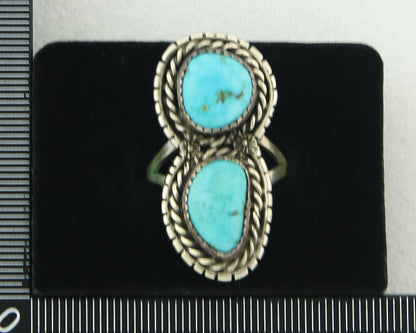 Vintage Navajo Ring Sterling Silver Authentic Turquoise Tom Willeto Size 8.0