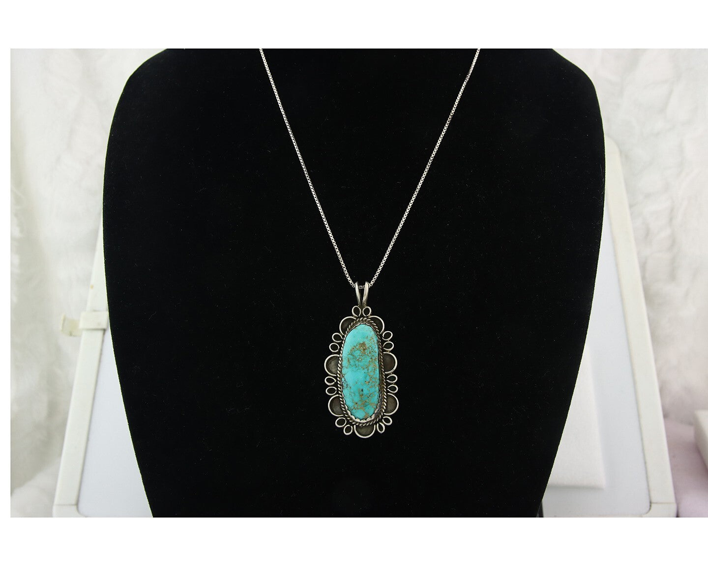 Navajo Sterling Silver Necklace Authentic Turquoise Vintage Handmade