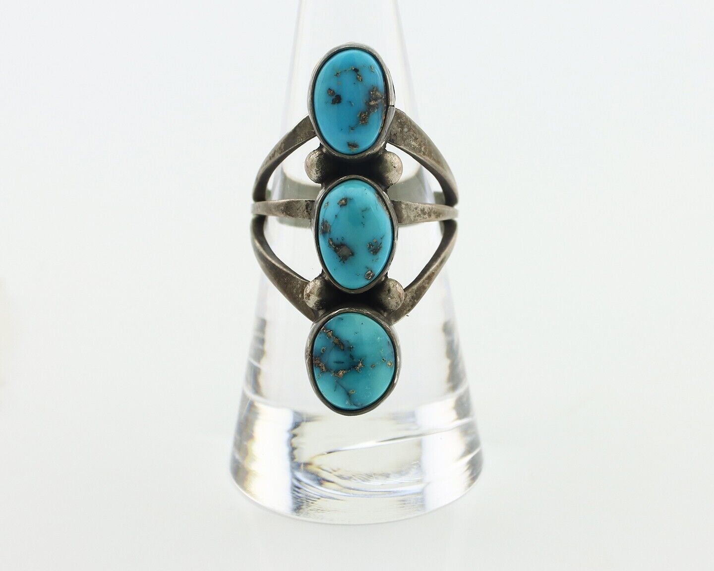 Navajo Ring 925 Silver Natural Blue Turquoise Native American Artist C.80's