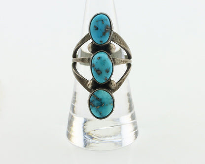 Navajo Ring 925 Silver Natural Blue Turquoise Native American Artist C.80's