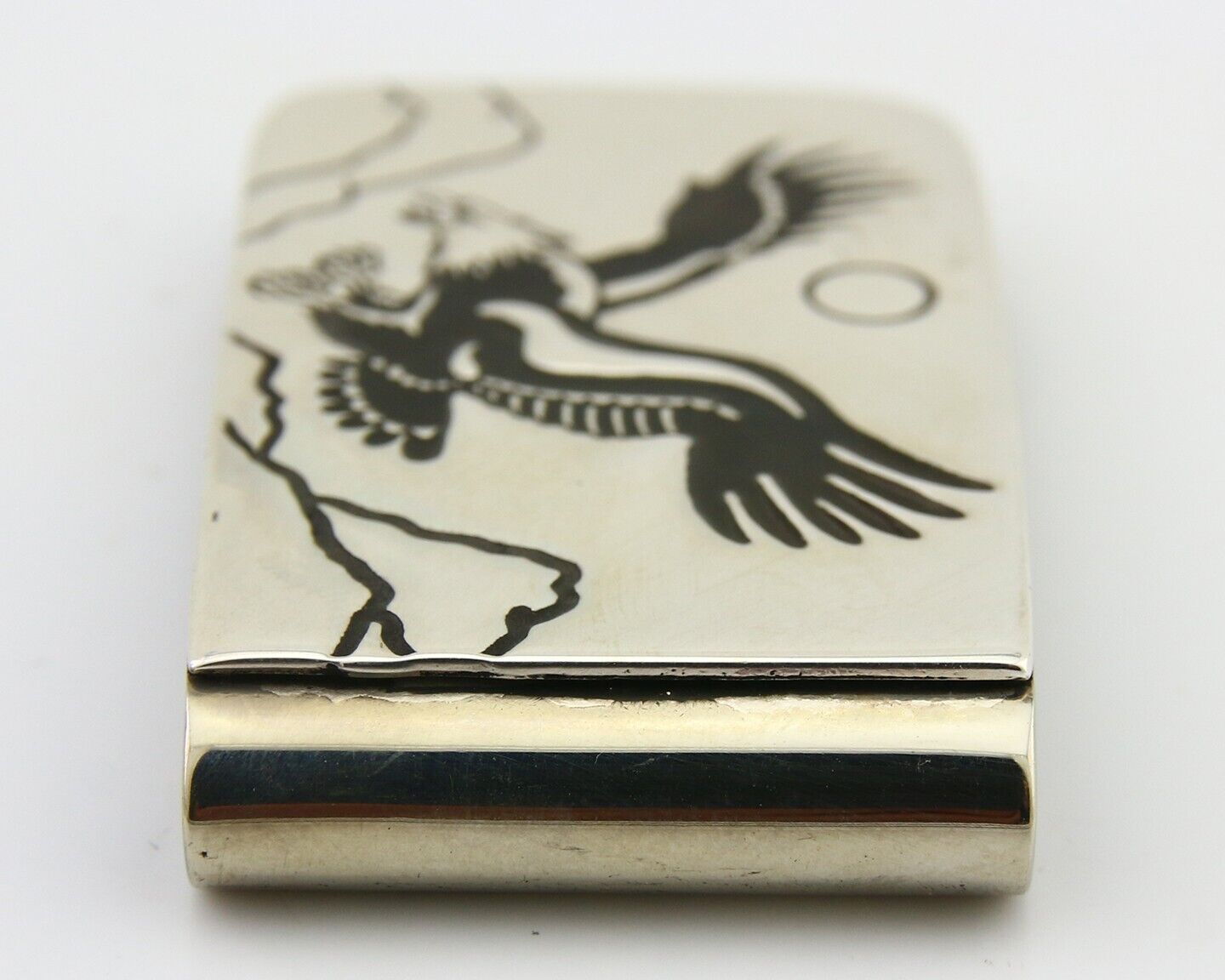 Navajo Eagle Money Clip .925 Silver & .999 Nickle Native American Artist C.80's