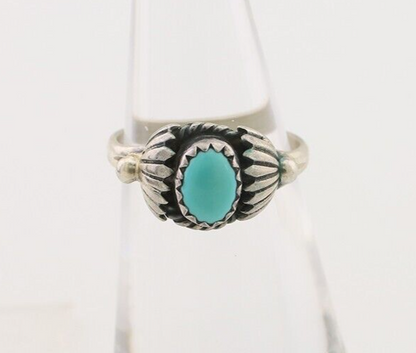 Navajo Ring 925 Silver Kingman Turquoise Native American Artist Made In 1985