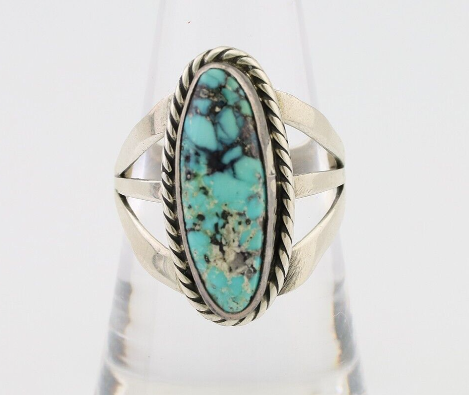 Navajo Ring 925 Silver Natural Turquoise Native American Artist C.80's