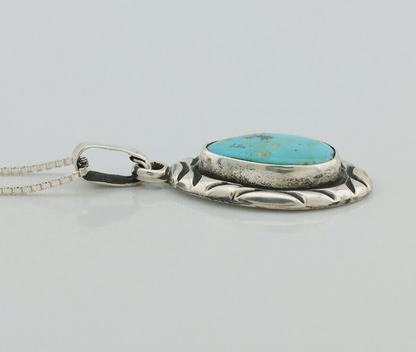 Navajo Necklace .925 Silver Kingman Turquoise Signed C Montoya C.80's