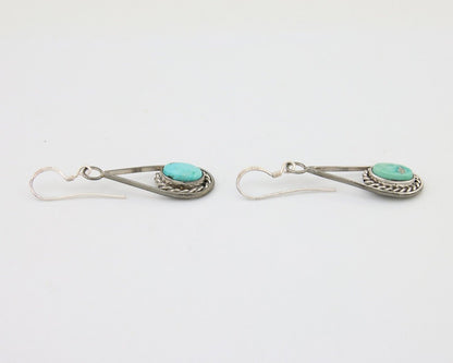 Navajo Dangle Earrings 925 Silver Natural Turquoise Native American Artist C.80s