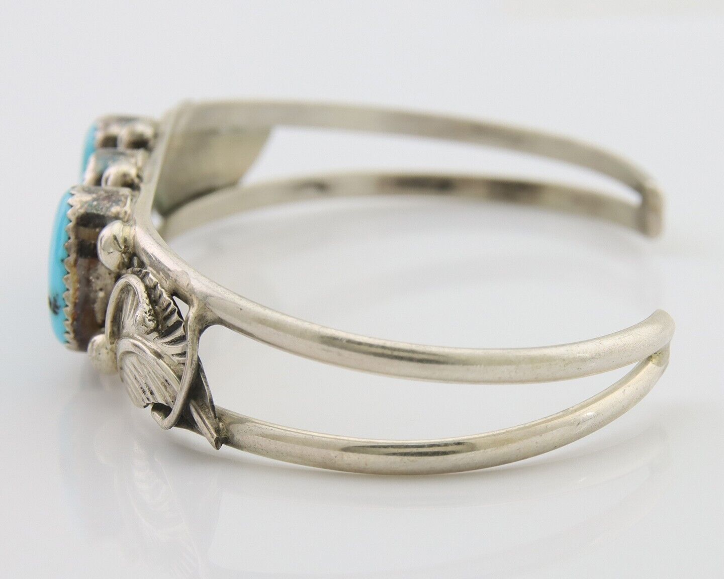 Navajo Bracelet 925 Silver Natural Blue Turquoise Native American Artist C.80's