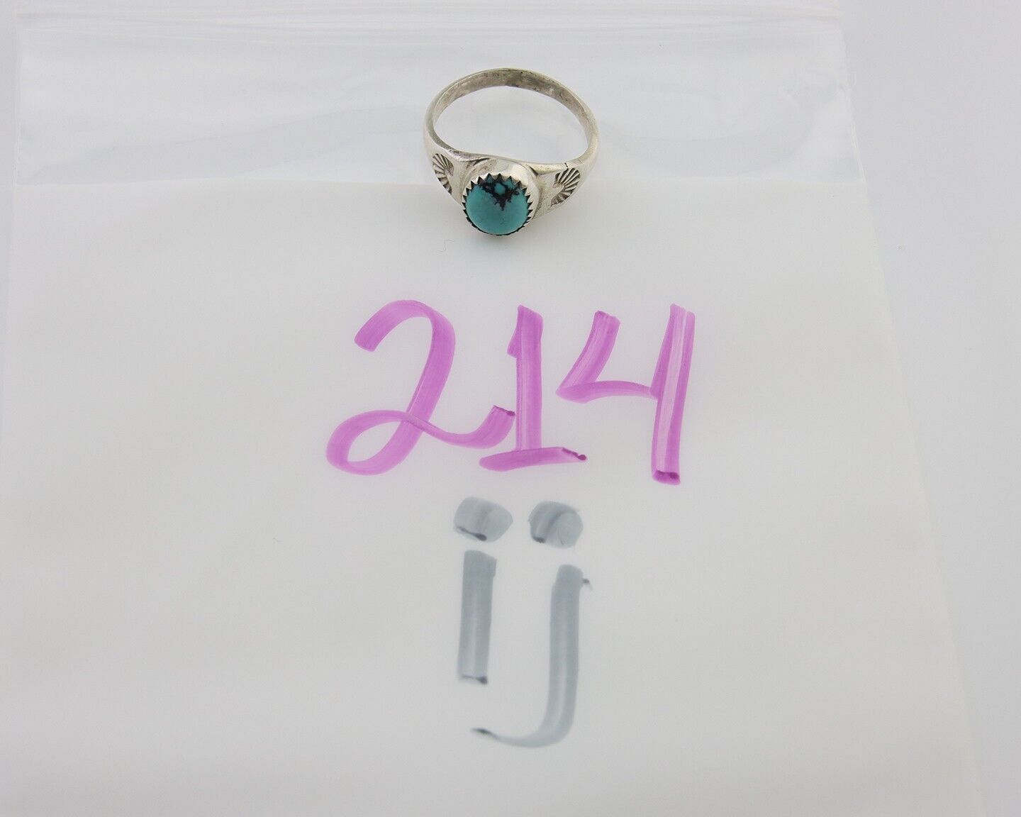 Navajo Ring 925 Silver Natural Blue Turquoise Native American Artist C.80's