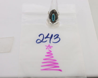 Navajo Ring 925 Silver Sleeping Beauty Turquoise Signed V & N EDSITTY C.80's