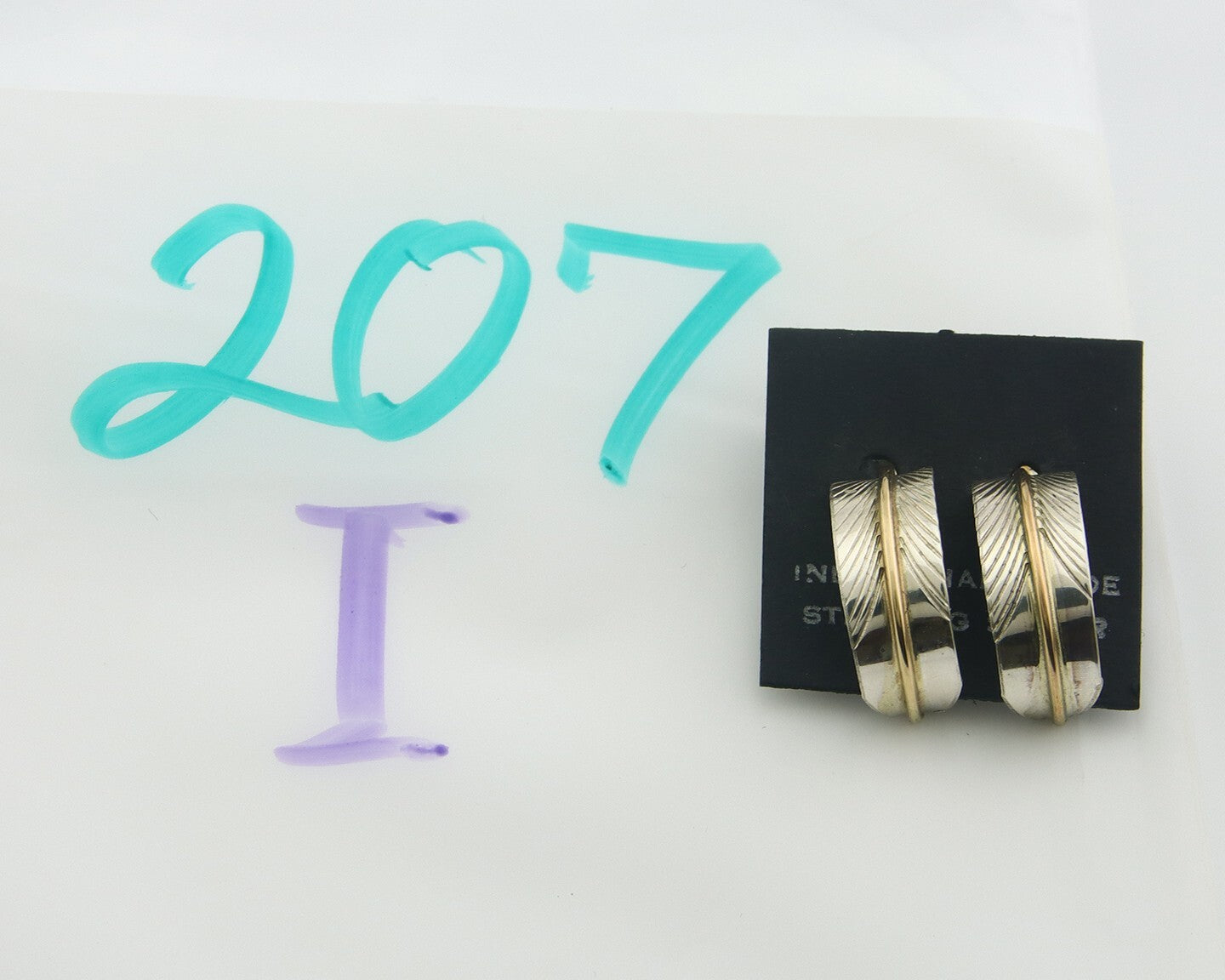 Navajo Hoop Earrings 925 Silver & Gold Native American Artist C.80's