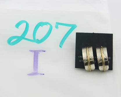 Navajo Hoop Earrings 925 Silver & Gold Native American Artist C.80's