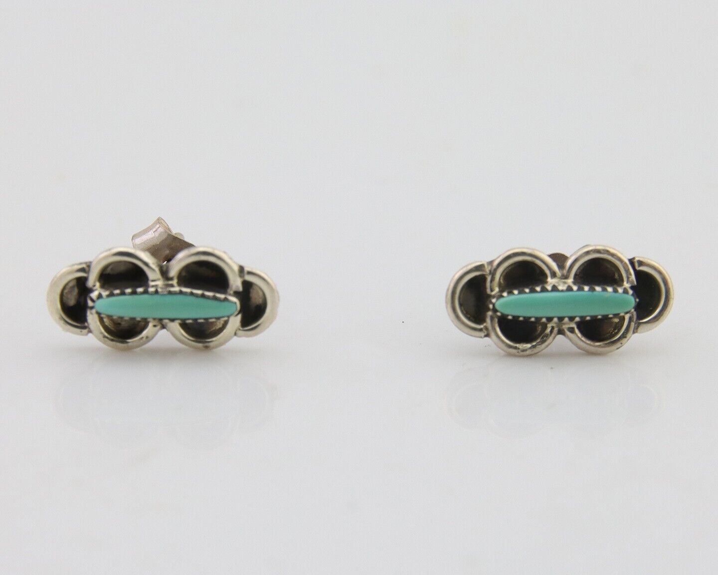 Zuni Earrings 925 Silver Natural Blue Turquoise Native Artist C.80's