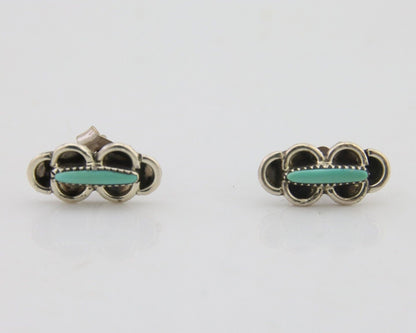 Zuni Earrings 925 Silver Natural Blue Turquoise Native Artist C.80's