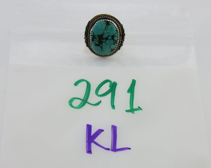 Navajo Ring 925 Silver Natural Spiderweb Turquoise Native Artist C.80's