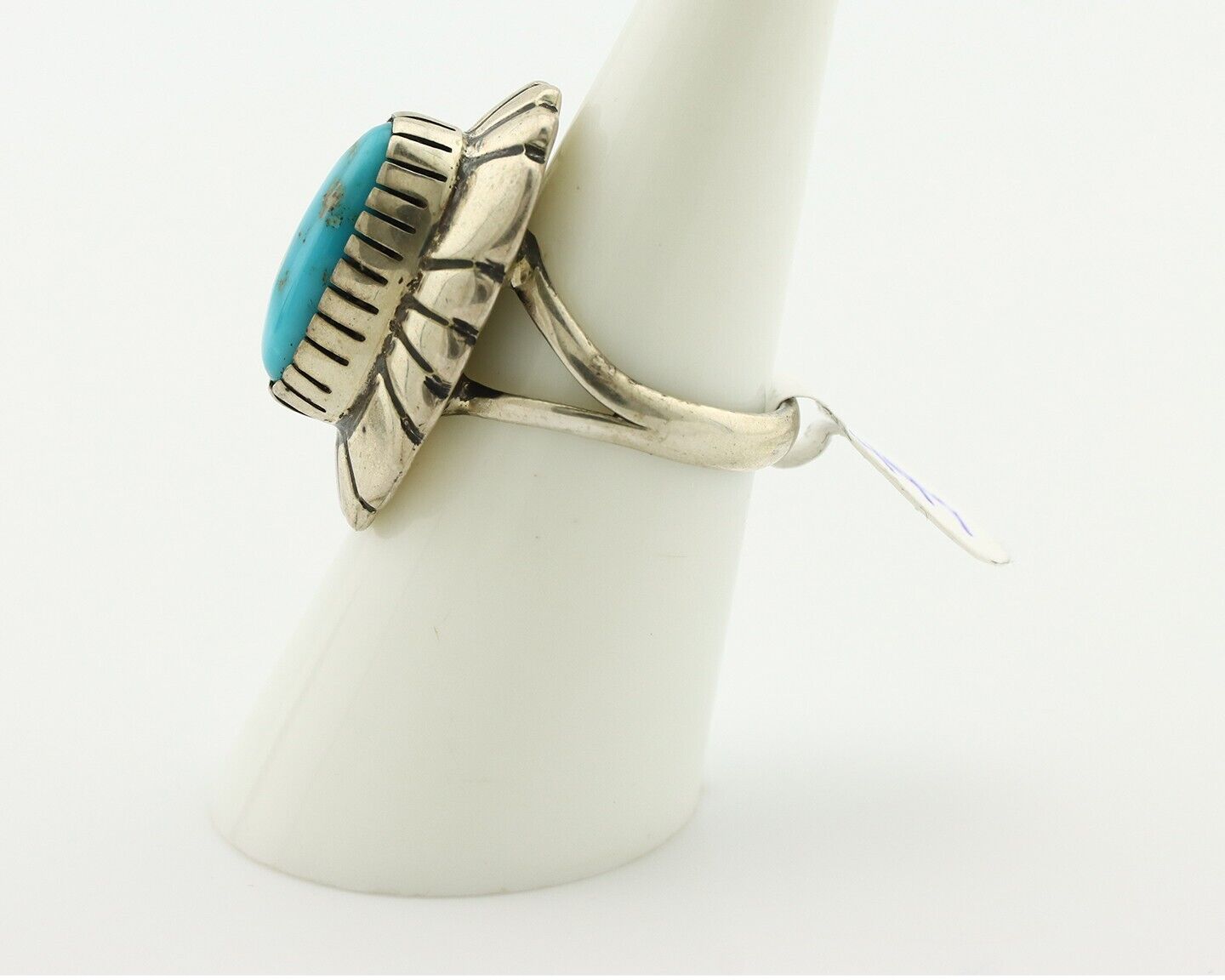 Navajo Ring 925 Silver Natural Turquoise Native Artist Signed M Montoya C.80's