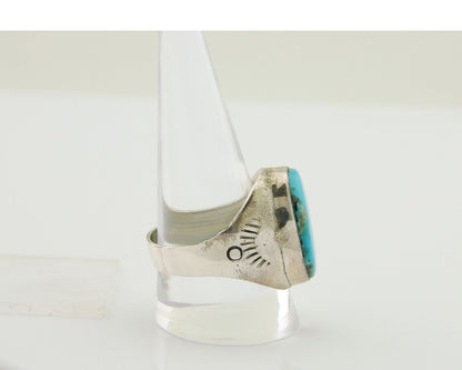 Navajo Hand Stamped Ring 925 Silver Arizona Turquoise Artist C.80's