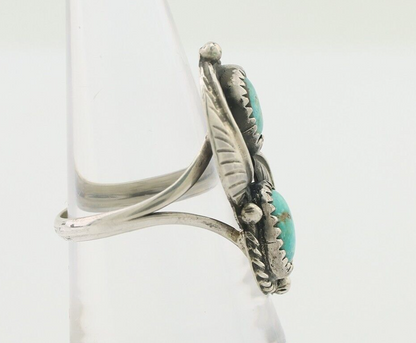 Navajo Ring 925 Silver Signed MC Natural Mined Turquoise C.80's