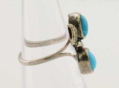 Navajo Ring 925 Silver Natural Blue Turquoise Native American Artist C.80's