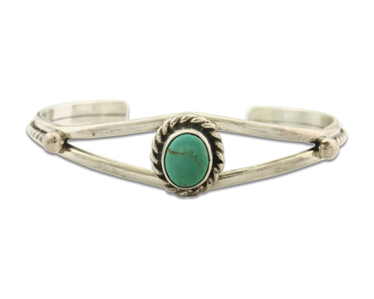 Vintage Navajo Bracelet 925 Silver Turquoise Traditional Handmade Signed Gecko