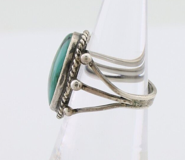 Navajo Ring 925 Silver Natural Kingman Turquoise Native American Artist C.80's