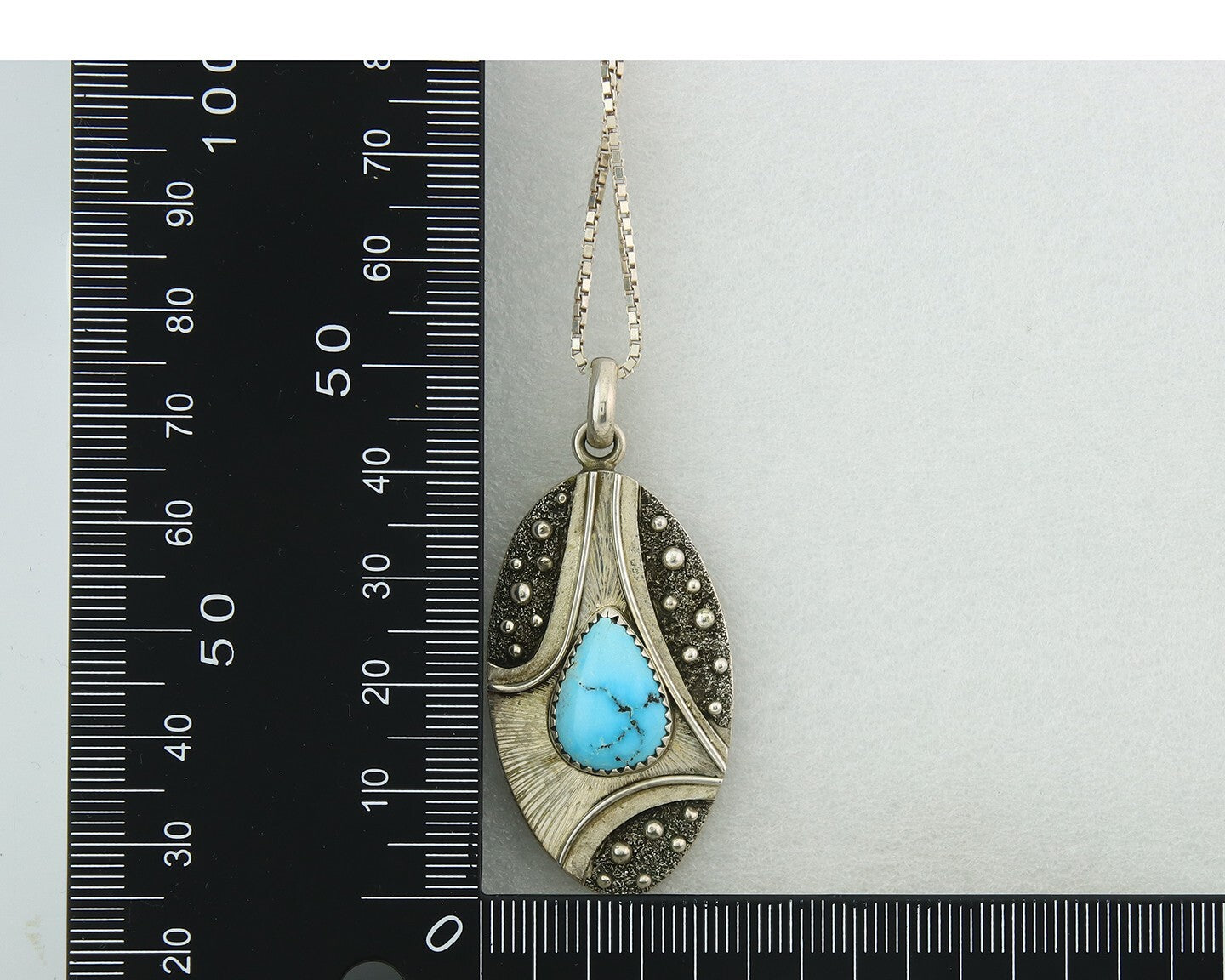 Navajo Sterling Silver Necklace Turquoise Authentic Vintage Signed Peter Nelson