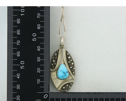 Navajo Sterling Silver Necklace Turquoise Authentic Vintage Signed Peter Nelson