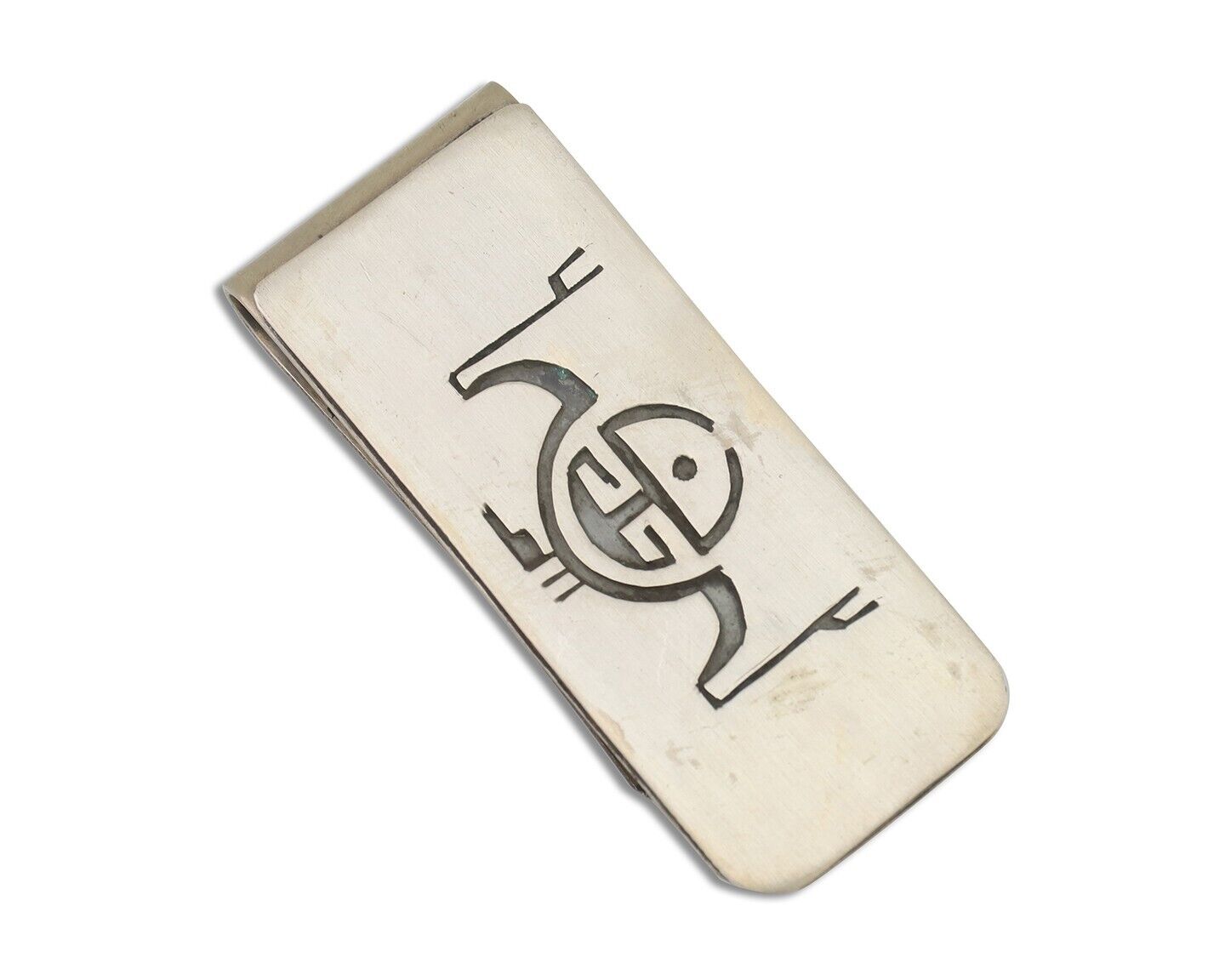 Navajo Tiwa Sun Money Clip Handmade .925 Silver & .999 Nickle C.80's