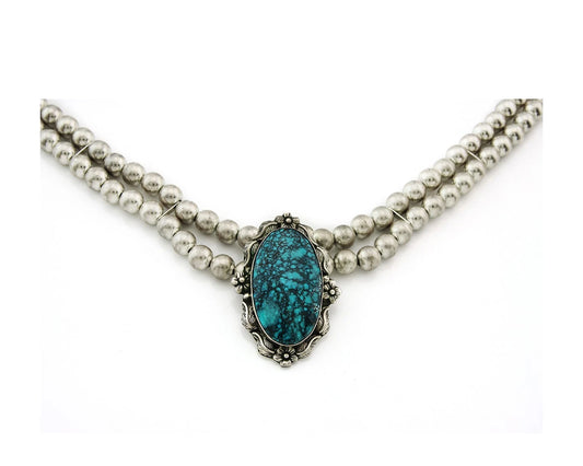 Navajo Horse Head Necklace Sterling Silver Turquoise Vintage Johnny Blue Jay