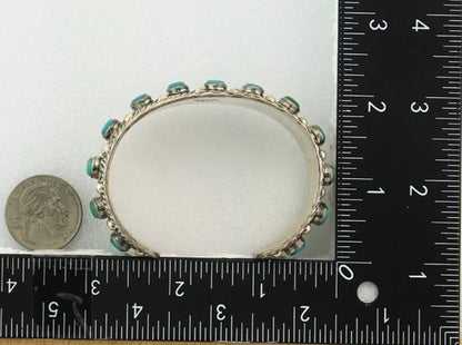 Navajo Cuff Bracelet Sterling Silver Turquoise Vintage Handmade Signed Sun
