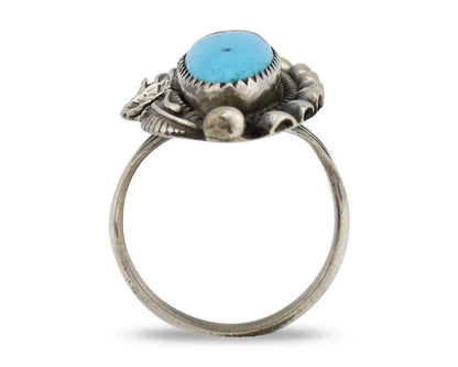 Navajo Ring 925 Silver Sleeping Beauty Turquoise Signed SC C.80's