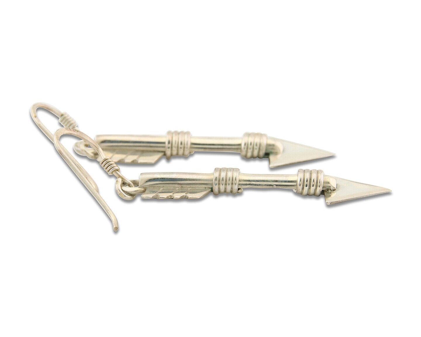 Navajo Handmade Arrow Earrings 925 Silver Artist Signed M C.80's