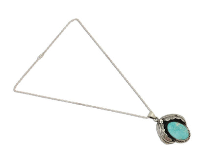 Navajo Necklace 925 Silver Natural Blue Turquoise Aritst Signed Windmill C.80's