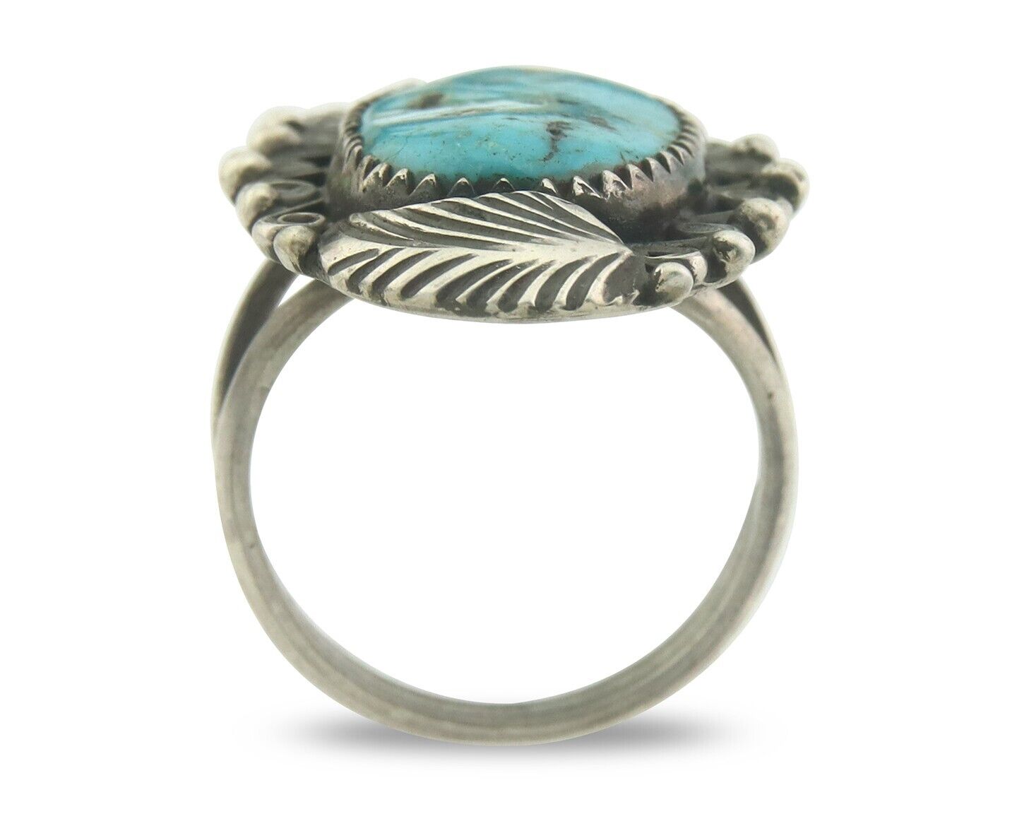 Navajo Ring 925 Sterling Blue Turquoise Artist Signed Billie Eagle C.80's