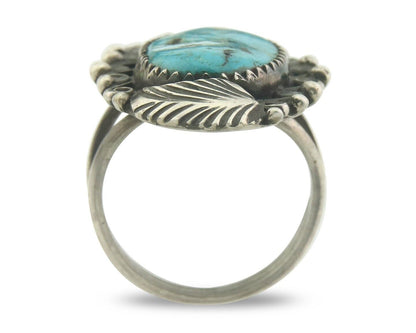 Navajo Ring 925 Sterling Blue Turquoise Artist Signed Billie Eagle C.80's