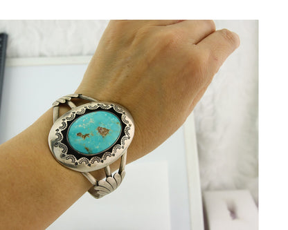 Vintage Navajo Bracelet 925 Silver Turquoise Traditional Handmade Authentic Sign