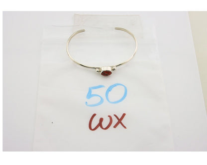 Navajo Bracelet .925 Silver Mediterranean Red Coral Cuff Native Artist C.80's