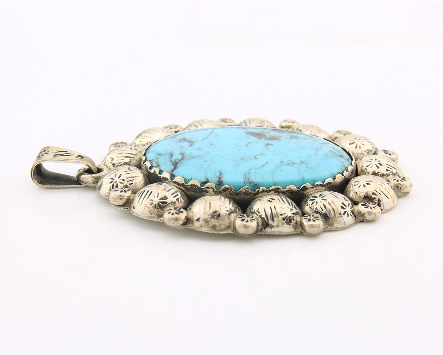 Navajo Pendant Sterling Silver Authentic Turquoise Vintage Artist Signed