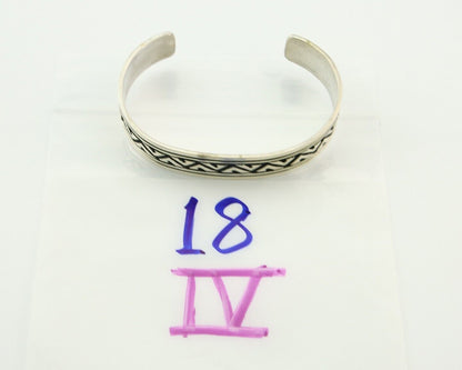 Navajo Bracelet 925 Silver Artist Signed Thomas Singer Cuff Made in the 1980's