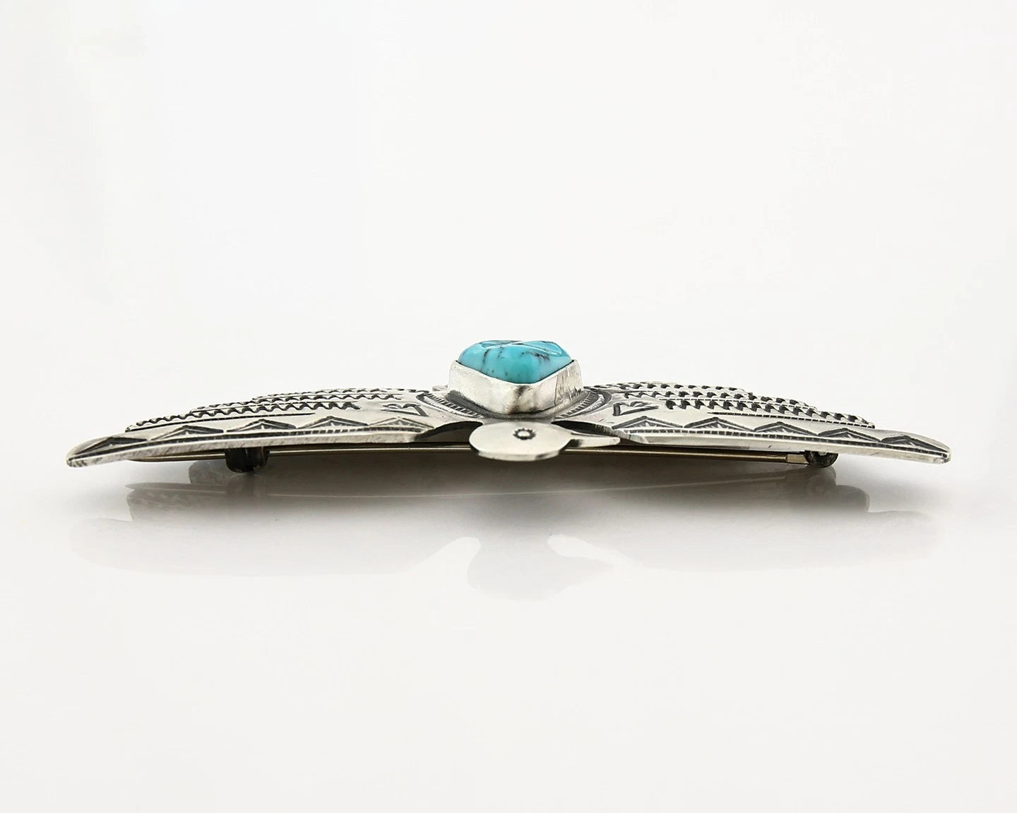 Navajo Bird Pin Sterling Silver Natural Gemstones Signed PJ Begay
