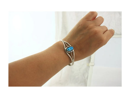 Navajo Cuff Bracelet Sterling Silver Natural Turquoise Native Vintage