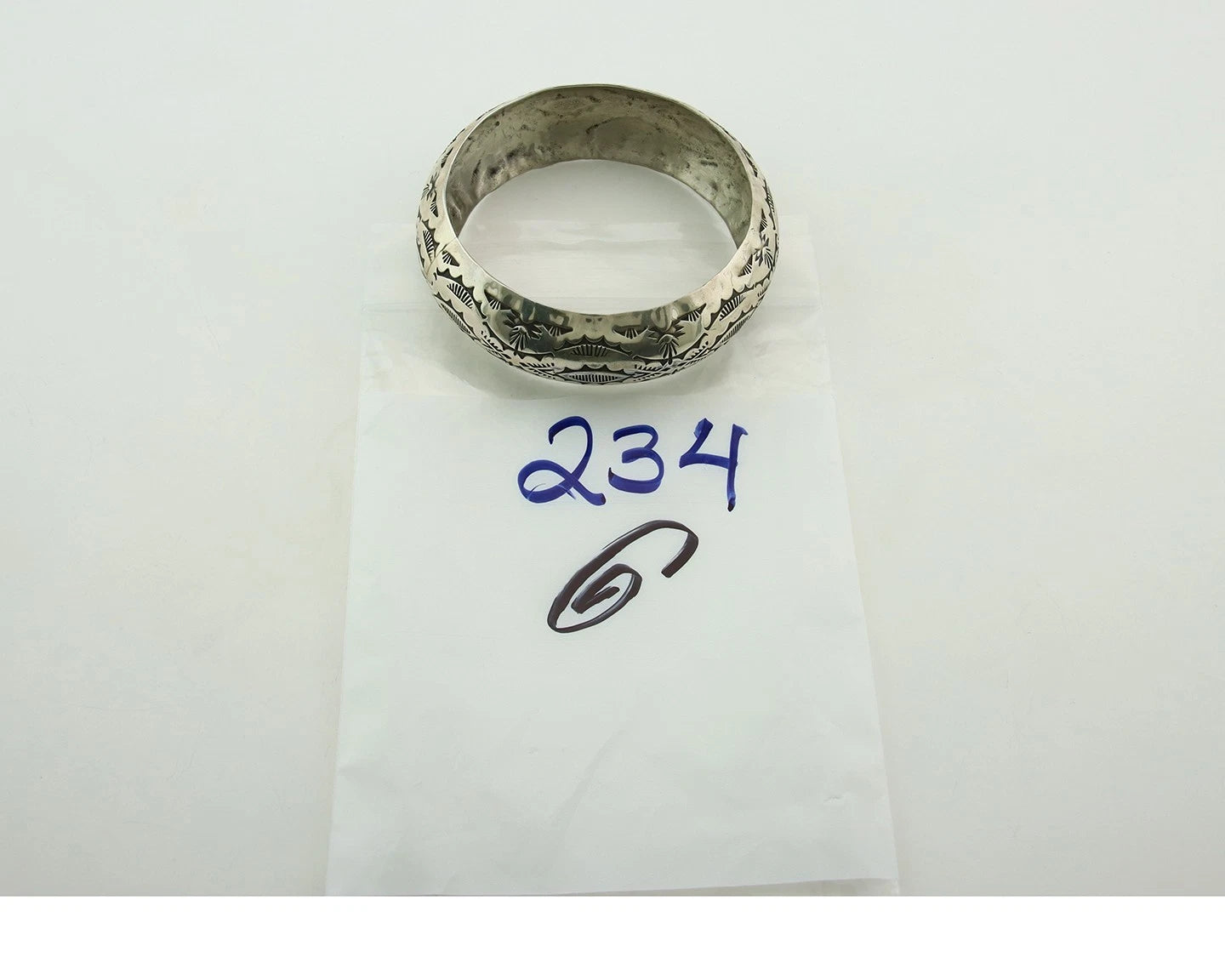 Navajo Bangle Bracelet Sterling Silver Vintage Handmade Hand Stamped