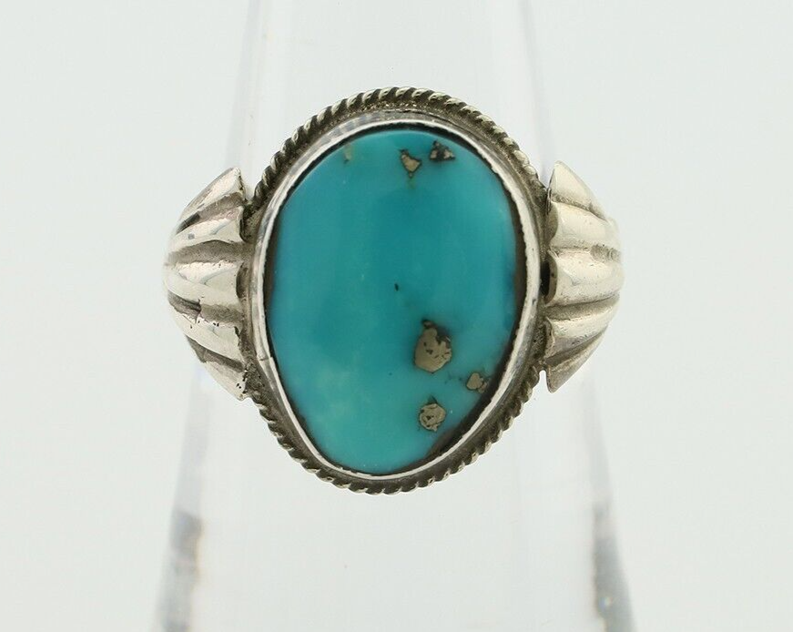 Navajo Handmade Ring 925 Silver Blue Turquoise Native American Artist C.80's