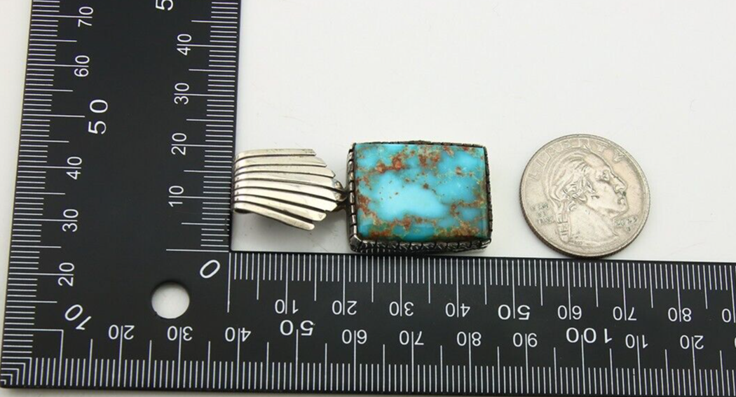 Navajo Pendant .925 Silver Turquoise Artist Signed D C.80's