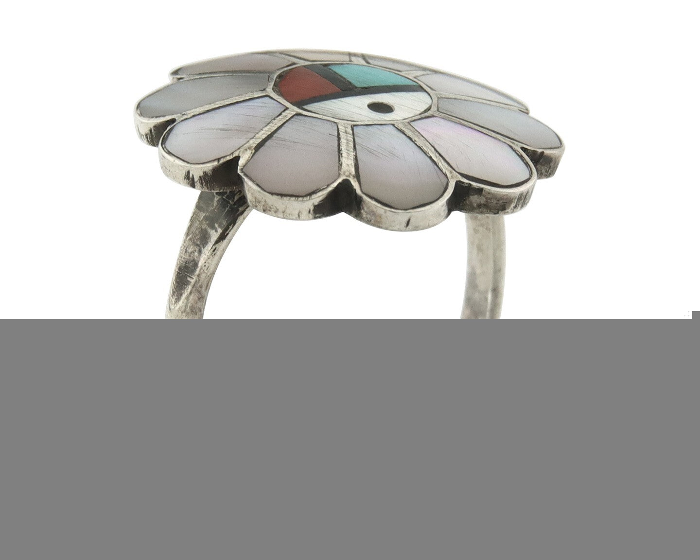 Vintage Zuni Ring 925 Sterling Silver Natural Gemstone Size 7.0