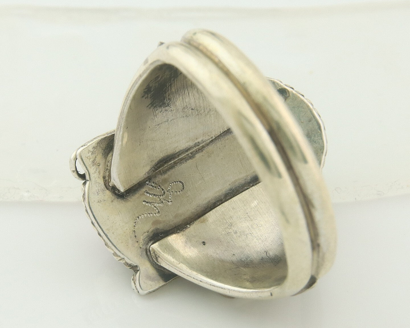 Men Navajo Ring 925 Sterling Natural Coral & Turquoise Signed JM C.80's Sz 12.25