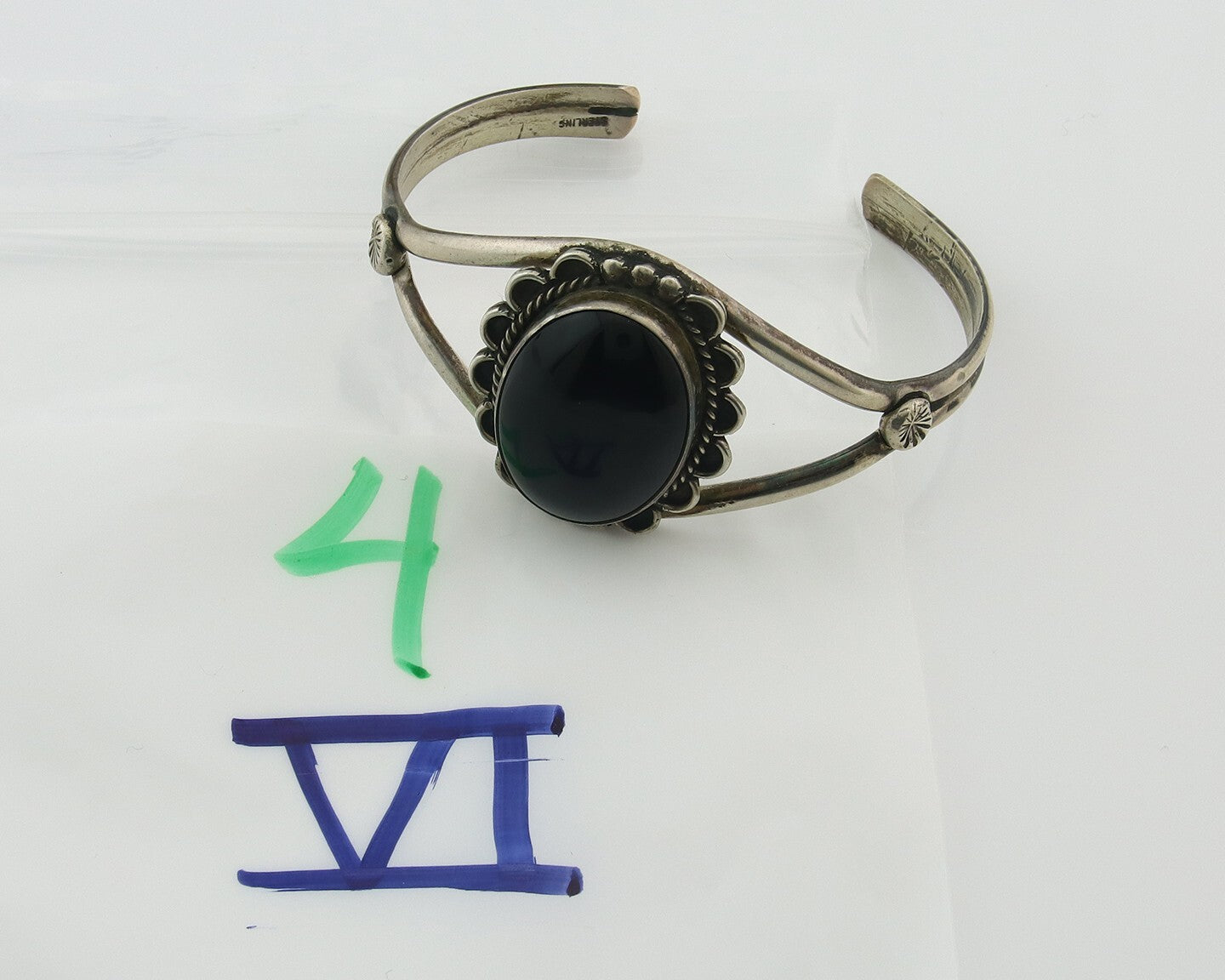 Vintage Navajo Bracelet 925 Silver Onyx Traditional Handmade Native American