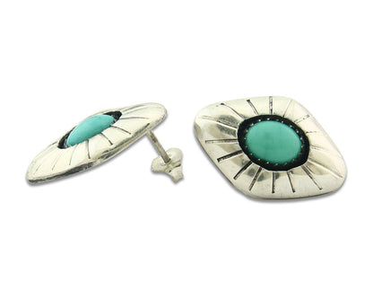 Navajo Earrings Sterling Silver Turquoise Vintage Dangle Handmade